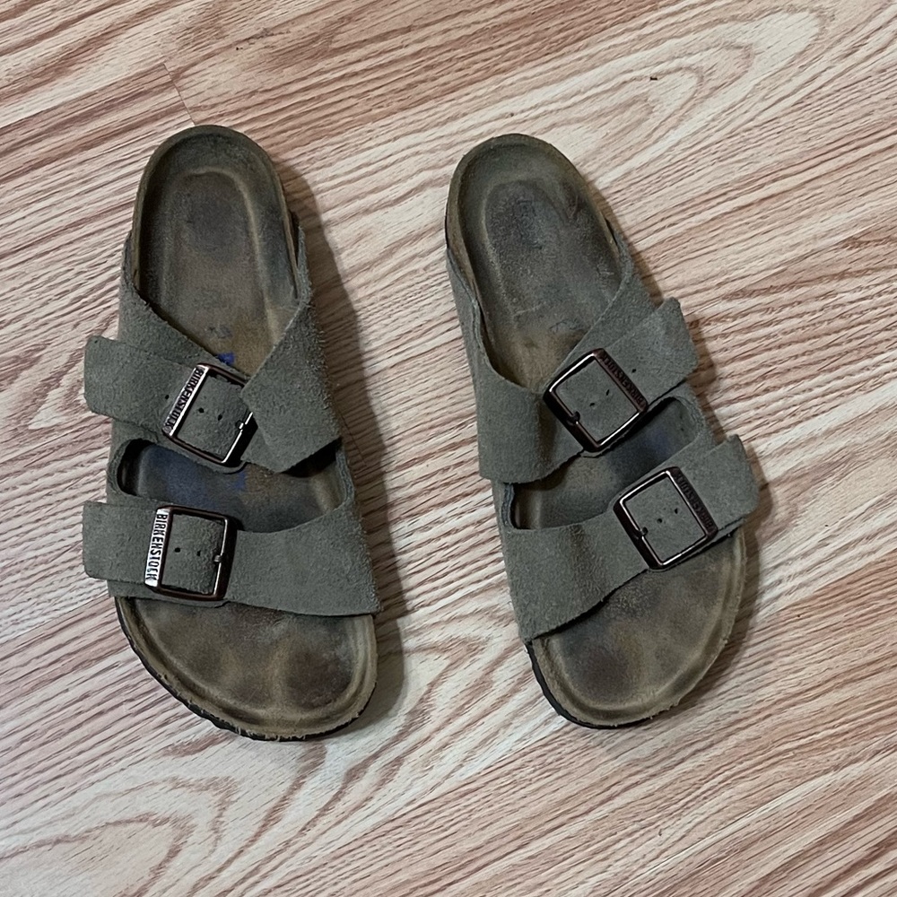 Birkenstock Arizona Taupe suede Leather Sandals size 38